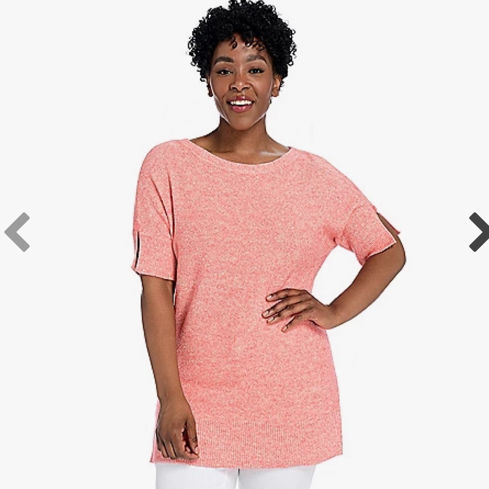 Women’s Christopher & Banks Salmon Elbow Sleeve Split Cuff‎ Tunic Sweater